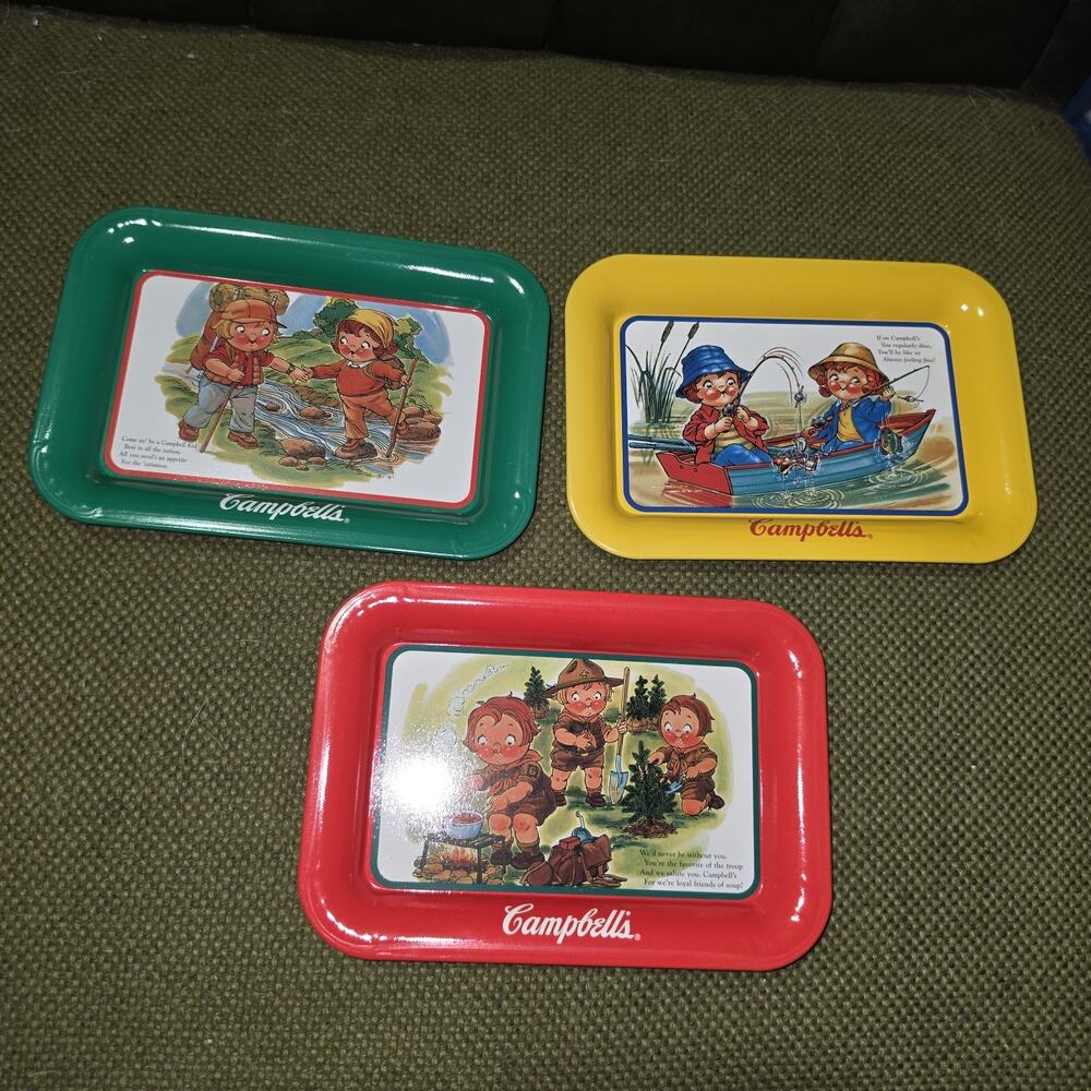Campbells Mini Trays Set of 3 Red Yellow Green 5" x 7"